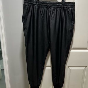 Faux leather joggers